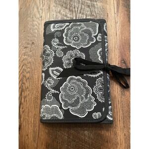 Thirty One Fold And Go Organizer With Notepad Black Botanical Lace